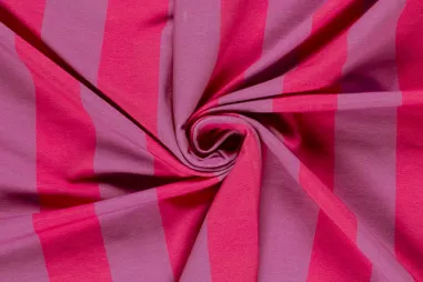 Nieuwe stoffen - Tricot stof - French Terry - digitaal strepen - fuchsia - 26817-017