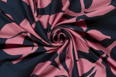 Tricot stof - punta di roma - retro - roze - 23021-870 - Tricot stof - punta di roma - bladeren - roze - 26042-017