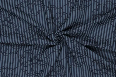 Blumenmotiv - Embroidery stof - seersucker - bloemen - blauw - 23047-691