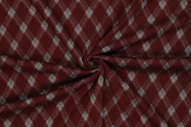 Stretch stoffen - Stretch stof - jacquard - wiebers - donkerrood - 23235-401