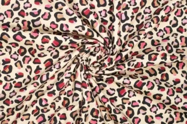Schort - Canvas stof - dierenprint - roze - 410135-11