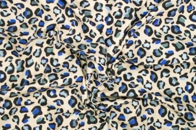 Kissen - Canvas stof - dierenprint - blauw - 410135-12