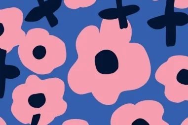 Schort - Canvas stof - bloemen - blauw - 923414-41