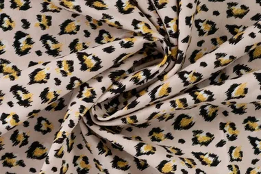 95% Baumwolle, 5% Elastan - Tricot stof - French Terry - glitter - dierenprint - glitter - zand - K24014-521
