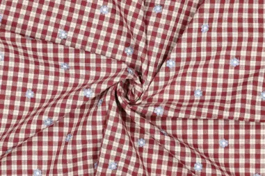 Blush roze stoffen - Embroidery stof - katoen viscose - checks & bloemetjes - blush - 4775-003