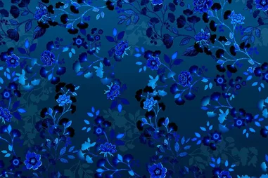 Tricot stoffen - Tricot stof - bloemetjes - blauw - KN10020-15