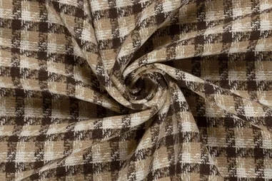 2026 - Geruite stof - jacquard - brushed - donkerbruin - 26075-055