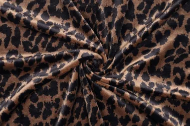 260gr/M² - Gebreide stof - super soft - dierenprint - bruin - 4967-001