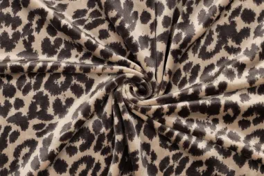Verschiedene Marken Stoffe - Gebreide stof - super soft - dierenprint - beige - 4967-002