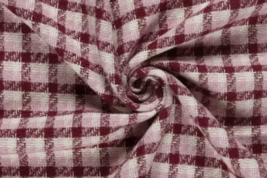 Bordeaux rode stoffen - Geruite stof - jacquard - brushed - bordeaux - 26075-018