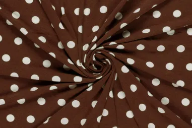 Nooteboom Tricot stoffen - Tricot stof - viscose vortex - stippen - bruin/wit - 26025-055
