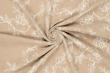 Broderie en Embroidery stoffen - Embroidery stof - polyester - bloemen - naturel - 23149-178