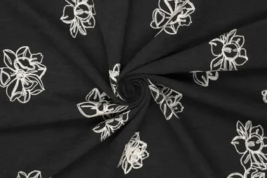 Jumpsuit - Embroidery stof - polyester - bloemen - zwart - 23149-999