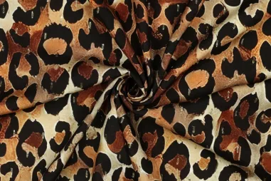 Geruite stoffen - geborsteld en garengeverfd - beige - 4797-002 - Viscose stof - lurex - dierenprint - bruin - 2227-001