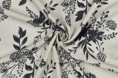 Blumen - Viscose stof - linnenmix - slub - bloemen - gebroken wit - 2284-001