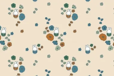 Stoffe - Tricot stof - Nijntje Miffy - bloemetjes - naturel - 924715-50