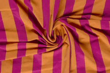 Katoen stof - poplin - boerenbont mini ruitje (0,2 cm) - brique - 5581-056 op=op - Tricot stof - French Terry - strepen - oranje - 26173-036