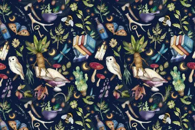 Nieuwe stoffen - Tricot stof - magical apothecary - donkerblauw - S10077-980