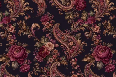 Nieuwe stoffen - Tricot stof - French Terry - paisley & bloemetjes - cyclaam - S60003-180