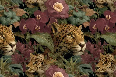 Winter stoffen - Tricot stof - French Terry - luipaard & bloemen - multi - S60007-570