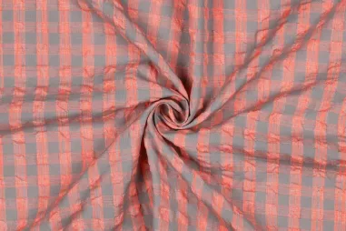 Neue Stoffe - Geruite stoffen - garengeverfd - neonroze/grijs - 4980-002