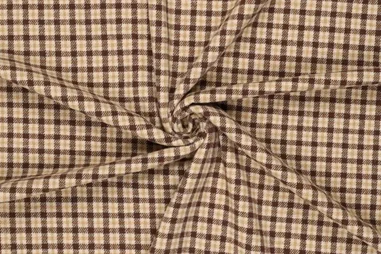 Fleece stof - taupe - 9111-154 - Geruite stof - recycled woolen blend - bruin - 22124-100