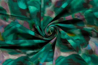 275gr/M² - Tricot stof - punta di roma - abstract - petrol - 26043-024