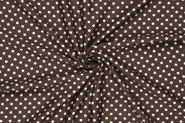 Nieuwe stoffen - Viscose stof - luna polka airflow - donkerbruin - 23741-100