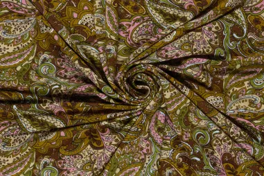 Nieuwe stoffen - Tricot stof - viscose vortex - paisly - groen - 26026-025