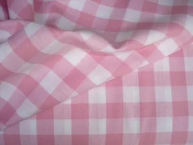 Beddengoed stoffen - Katoen stof - Boerenbont ruit (1,5 cm) - roze - 5583-011