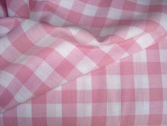 Hooimadam stoffen - Katoen stof - Boerenbont ruit (1,5 cm) - roze - 5583-011