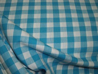 Turquoise stoffen - Katoen stof - Boerenbont ruit (1,5 cm) - turquoise - 5583-004 op=op