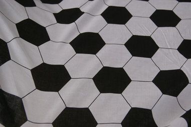 Overige merken stoffen - Katoen voetbalprint zwart/wit