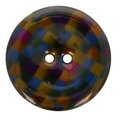 Runde Knöpfe - Kokosknopf Karo 5683/64 col 8 armeegrün/violett/blau