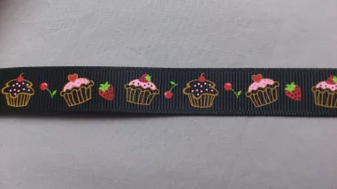 16 mm band - Ripslint cup cake 16 mm zwart (22385/16)*