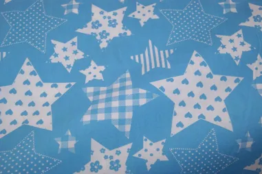 Ster motief stoffen - Katoen stof - fantasie sterren - turquoise - 5649-004