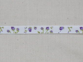 9 mm Band - Ripsband Blümchen off white violett/grün 9 mm (22383/09-183)