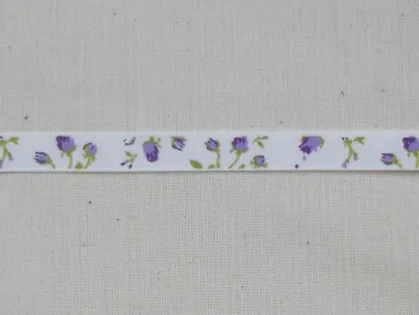 Gewebtes Band - Ripsband Blümchen off white violett/grün 9 mm (22383/09-183)