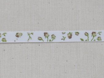 9 mm Band - Ripsband Blümchen off white beige/braun/grün 9 mm (22383/09-988)