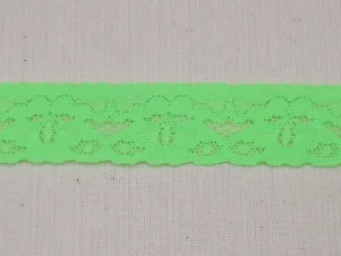 Band mit Blume - Dehnbare Spitze 2.5 cm neon grün(2146-333)