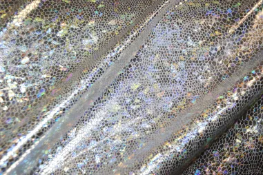 Polyester stof - plissé - pleated metallic - zilver - 21330-970 - Lamé - foliedruk slangen - zilver - 2213-070