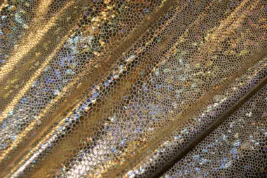 Populaire stoffen - Lamé - foliedruk slangen - goud - 2213-080