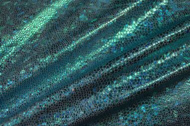 Versiering stoffen - Lamé - foliedruk slangen - turquoise - 2213-004