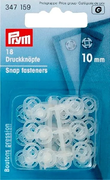 Diversen - Prym Aannaaidrukknopen transparant 10 mm (347.159)