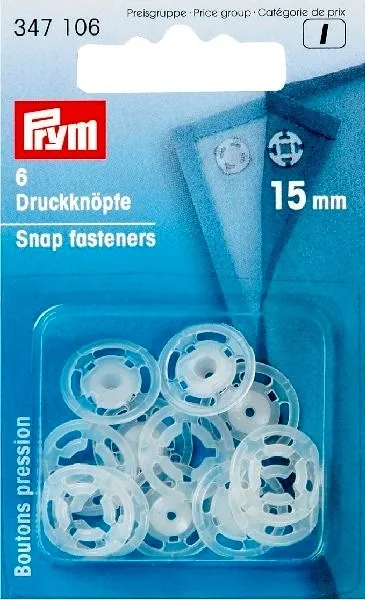 Diversen - Prym aannaaidrukknopen transparant 15 mm (347.106)