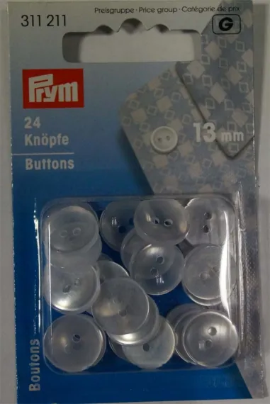 Knopen - Prym-G knoopjes transparant 13mm. (311.211)