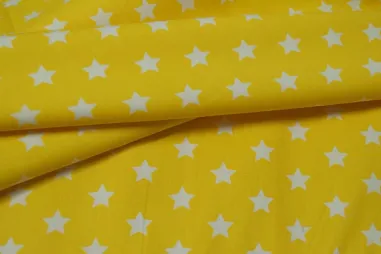 Tule stof - geel - 4587-020 - Katoen stof - ster - geel - 5571-035