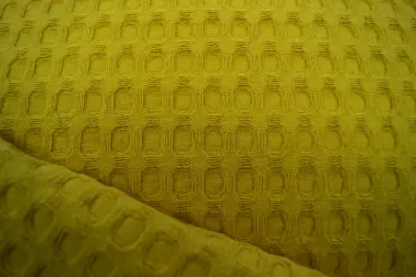 Katoen stof - Lakenkatoen - geel - 3121-035 - Wafelkatoen stof - grof - okergeel - 0700-570