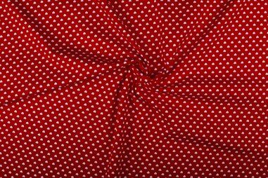 Katoenen stoffen met hartje - Katoen stof - kleine hartjes - rood - 1264-015