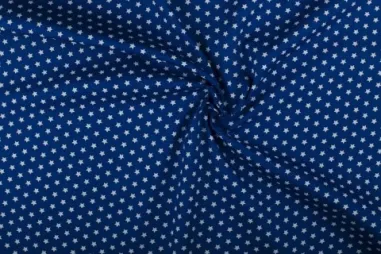 Katoen stof - poplin lakenkatoen - kobalt - 3121-005 - Katoen stof - kleine sterretjes - kobalt - 1266-005